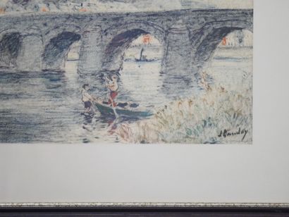 null Albert DANDOY (1885-1977) La Citadelle de Namur vue du Pont de Jambes. Pastel...