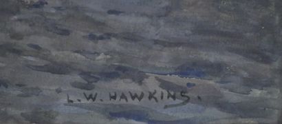 null Louis Welden HAWKINS (1849-1910) Paysanne au champ. Aquarelle sur papier marouflé...
