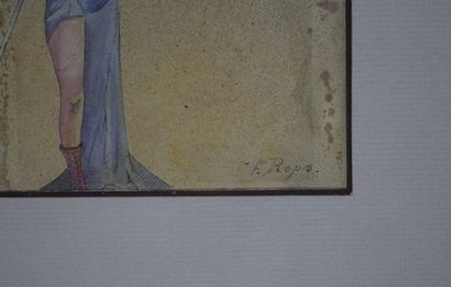 null Felicien ROPS (1833-1898) Aquarelle et encre signée en bas à droite. 14 x 11...