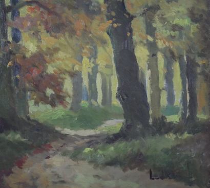 null LUK...? (XXth century) Undergrowth. Oil on canvas signed lower right. 60 x 80...