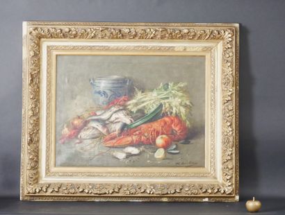 null Maurice CARLIER (1894-1976) Still Life with a Lobster. Oil on canvas signed...