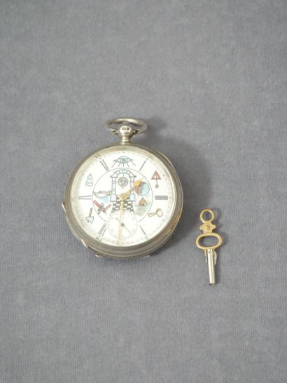 Silver gousset watch decorated with a shield...