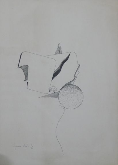 null Jean DOLS (1909-1994) Composition au ballon. Lithographie en noir signée et...