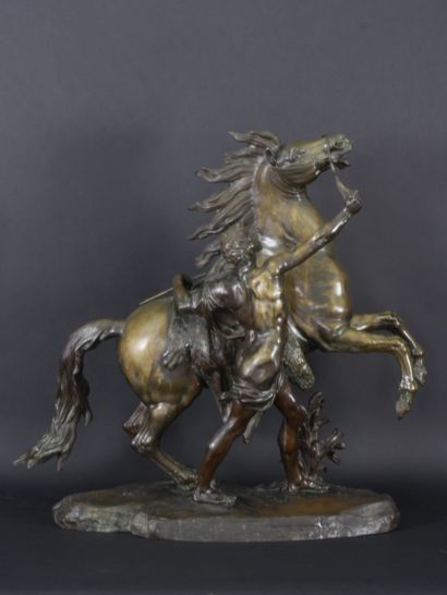 null Guillaume COUSTOU (1677-1746), d'après. Palfrenier aux prises avec un cheval...
