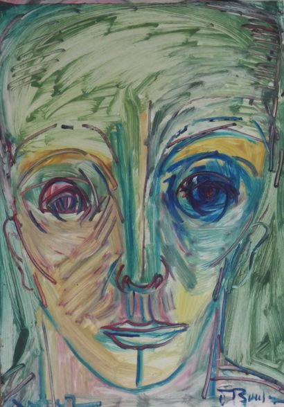 null 
Patrick BOUDON (1944-2019). Portraits. Série de douze techniques mixtes, signées....