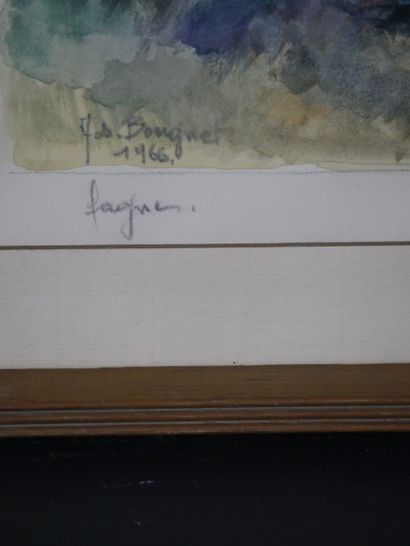 null Joseph BOUGNET (1933-1972) Paysage à Fagnes. Aquarelle signée, datée 1966 et...