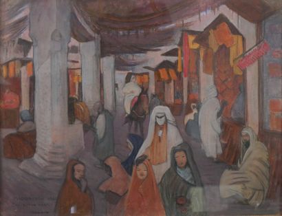 null Maurice RODIEUX (1876-1927)

- Carrefour Sidiaziz, Marrakech, 1924. Pastel et...