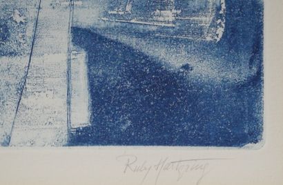 null Ruby HARTGRING (1938) Janus cubiste. Eau-forte en couleur signée à la mine de...