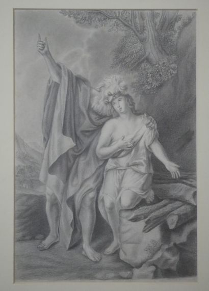 null GUILLEMET Antoine (1841-1918) The sacrifice of Isaac. Graphite on paper. 29...