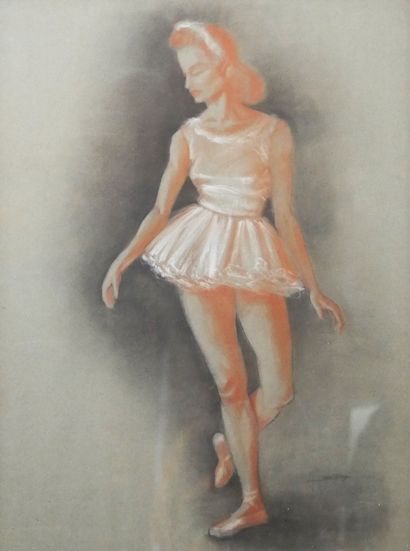 null The Dancer. PASTEL, signed lower right. at sight : 63,5 x 47,5 cm.