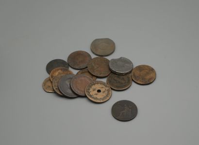 null LOT of French revolutionary coins including a SOLAUX BALANCE of 1793 and a revolutionary...