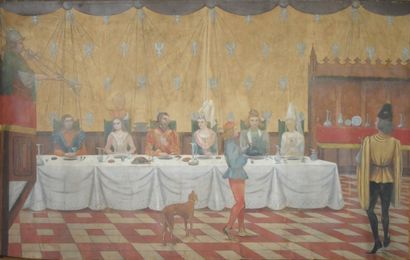 null D'ASSIGNIES (XIX-XXe) Banquet scene. Oil on canvas signed and dated 1901 lower...