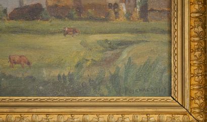 null Joseph POSENAER (1876-1935) Cows in the Paddock. Oil on canvas signed lower...