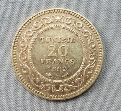 null Coin of 20 Francs gold at 900°/00 Tunisia 1892
 French protectorate 1891-1928....