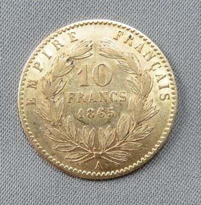 null Coin of 10 Francs gold at 900°/00 Napoleon III, head laureate 1865
 Workshop:...