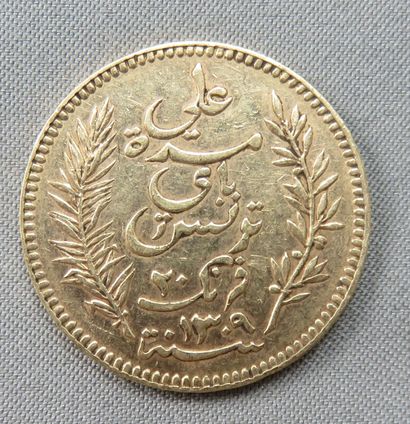 null Coin of 20 Francs gold at 900°/00 Tunisia 1892
 French protectorate 1891-1928....