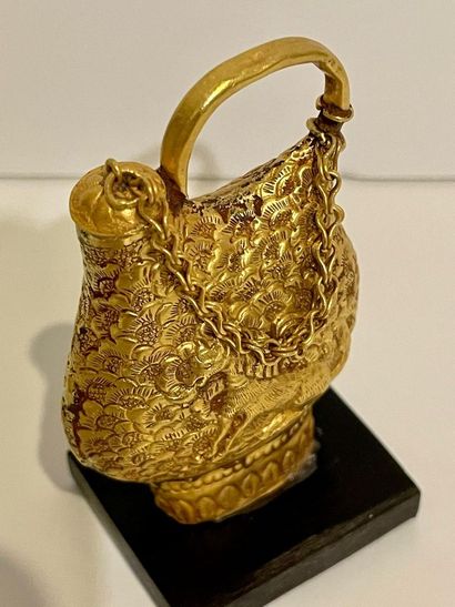 null CHINA, in the Tang taste. Gourd decorated with a horse among flowers on each...