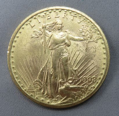 null Pièce de 20 $ or à 900°/00
 double Eagle Saint-Gaudens 1908 - Atelier: Philadelphie....