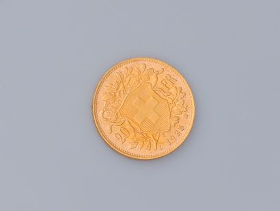 null 1 Swiss 20 Fr coin, called Vreneli, in 900°/00 gold. Year 1935.
 Weight: 6.40...