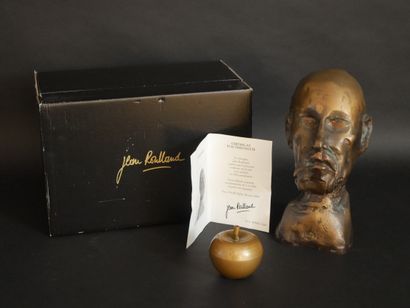 null JEAN ROULLAND (1931-2021), Hippocrate. Tête en bronze à patine mordoré, signé...