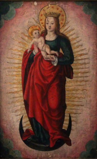 null ECOLE FLAMANDE XVIII-XIXe siècle
Vierge de Guadalupe
Huile sur panneau. 37,5...