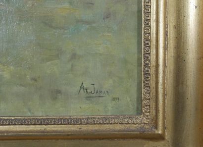 null Armand Gustave Gérard JAMAR (1870-1946)
Prairie au crépuscule
Huile sur panneau,...
