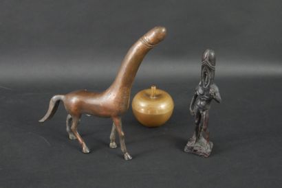 null P. LEROUX (1948-?), two contemporary erotic patinated bronzes:
-Ephebe". Height:...