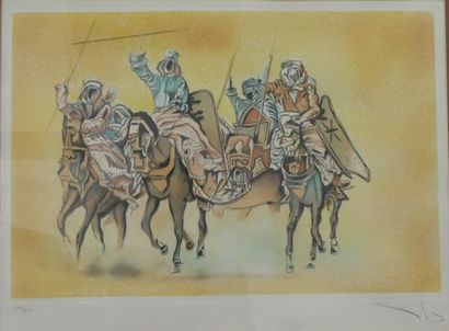 Salvator DALI (1904-1989). Arab Riders. LITHOGRAPH...