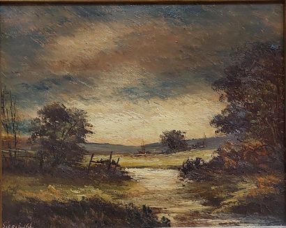 null SIARNOWSKI, 20th. Landscape. Oil on canvas signed lower left. 33 x 41 cm