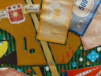 null J. RO, Guadeloupean school, 20th. At the casino. Mixed media (acrylic, collages,...