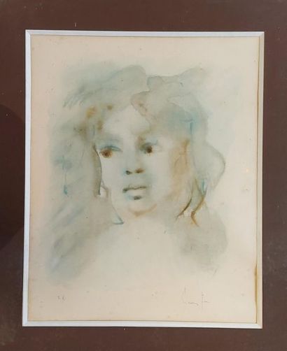 null Leonor FINI (1907-1996). Young girl in blue. Lithograph signed, artist's proof....