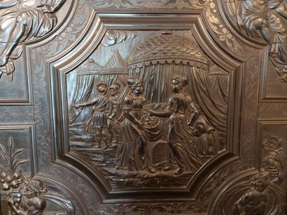 null IMPORTANT CABINET d’EPOQUE LOUIS XIII en ébène sculpté, ébène gravé et bois...