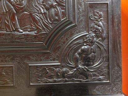 null IMPORTANT CABINET d’EPOQUE LOUIS XIII en ébène sculpté, ébène gravé et bois...