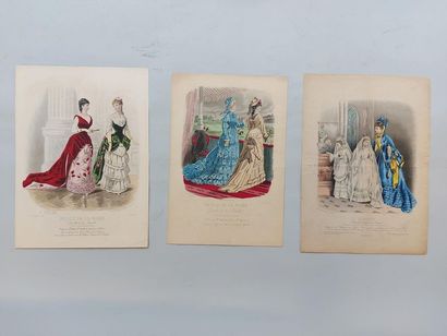 null 5 watercolour fashion prints from the 19th century. Maximum size: 36 x 22 cm....