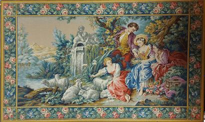 null According to François BOUCHER. The nest. Jacquard Tapestry, on the back certificate...