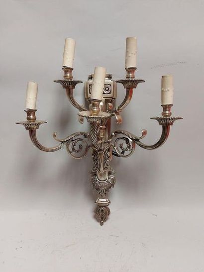 null LARGE 18th century style 5-light silver-plated bronze BALLCON. Height: 52 c...