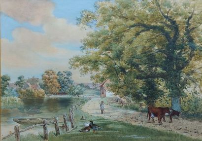 null W.S.P. HENDERSON (active from 1836 to 1874)
View of the English countryside
Watercolour...