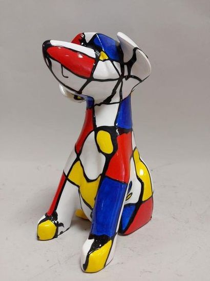 null KOKOPELLI (born 1954). Sitting dog. Multiple in polychrome resin signed and...