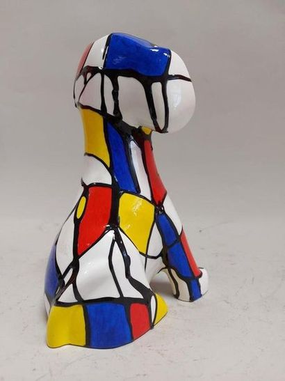 null KOKOPELLI (born 1954). Sitting dog. Multiple in polychrome resin signed and...