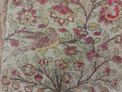 null INDO-PERSIAN PRAYER CARPET late 19th century in silk with tree and birds decoration...
