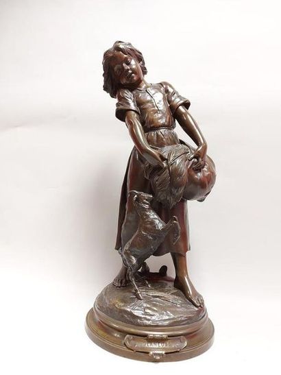 null Edouard DROUOT (1859-1945). The gleaner. Bronze proof with brown patina signed....