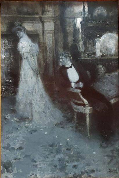 null Serafino MACCHIATI (1861-1916)
La rupture
Circa 1900-1905
Oil on canvas (original)...
