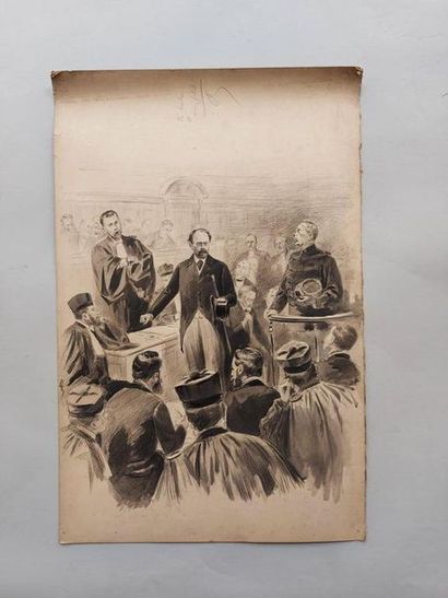 null French school 19th. The Dreyfus Affair- Emile Zola's trial for his "J'accuse"....