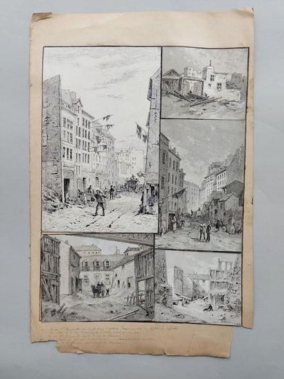 null Eugène BAUDOIN (1842-1893). Project of illustrations of old Paris: rue Sainte...