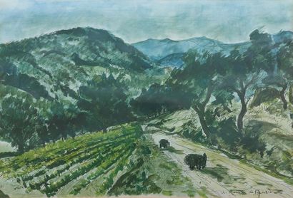 null André DUNOYER de SEGONZAC (1884-1974)
Provençal landscape
Colour lithograph...