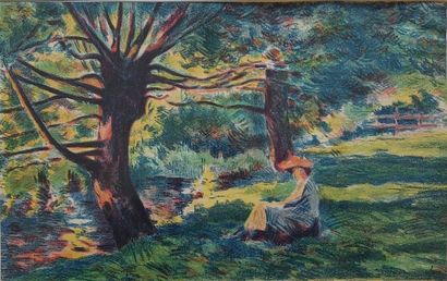 null Maximilien LUCE (1858-1941). Around Vernon, 1897. Lithograph on China paper,...