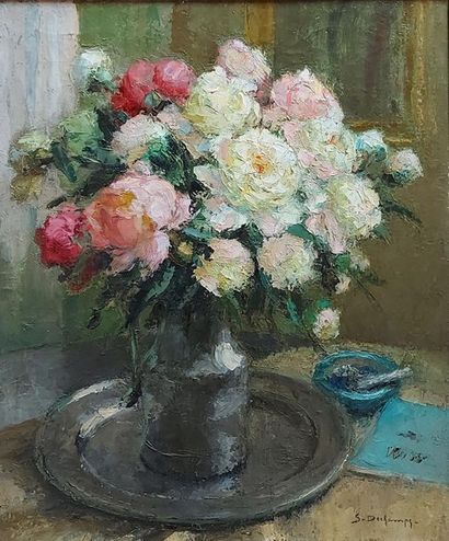 null Suzanne DECHAMPS (1887-1950)
Bouquet of peonies 
Oil on canvas
Signed lower...