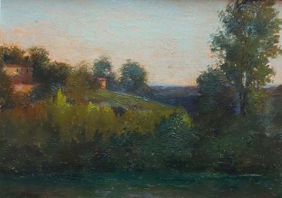 null A. BESSE, French school 20th. Landscape. Oil on panel signed in abs on the left....
