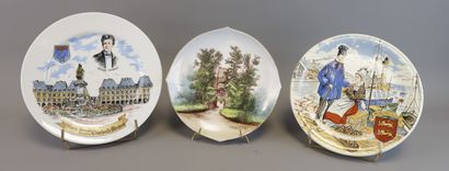 Lot of 3 PLATES : two commemorative plates...