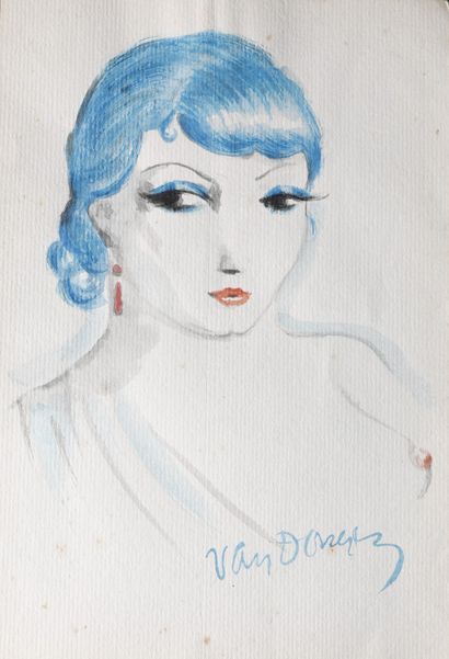 null Kees VAN DONGEN (1877-1968)
Bleu mélancolique
Aquarelle sur papier signé en...